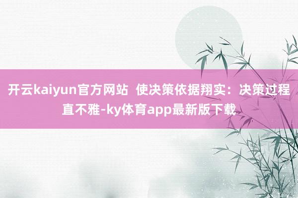 开云kaiyun官方网站  使决策依据翔实：决策过程直不雅-ky体育app最新版下载