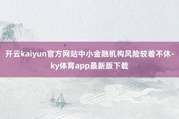 开云kaiyun官方网站中小金融机构风险较着不休-ky体育app最新版下载