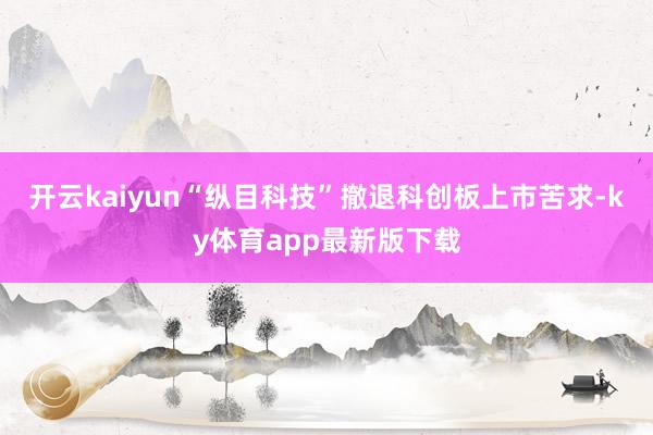 开云kaiyun“纵目科技”撤退科创板上市苦求-ky体育app最新版下载
