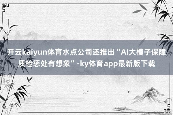 开云kaiyun体育水点公司还推出“AI大模子保障质检惩处有想象”-ky体育app最新版下载