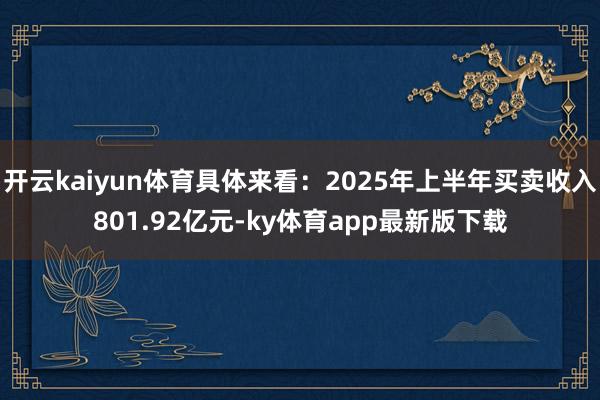 开云kaiyun体育具体来看：2025年上半年买卖收入801.92亿元-ky体育app最新版下载