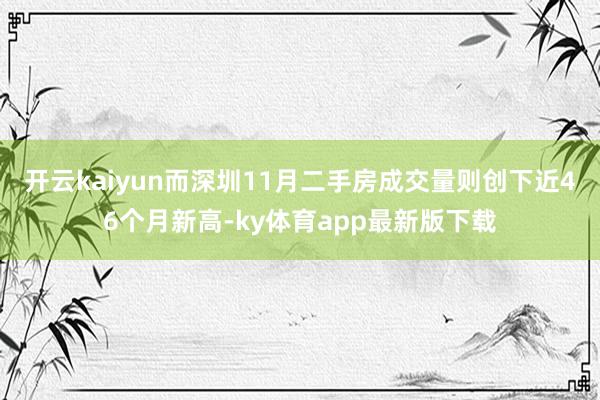 开云kaiyun而深圳11月二手房成交量则创下近46个月新高-ky体育app最新版下载